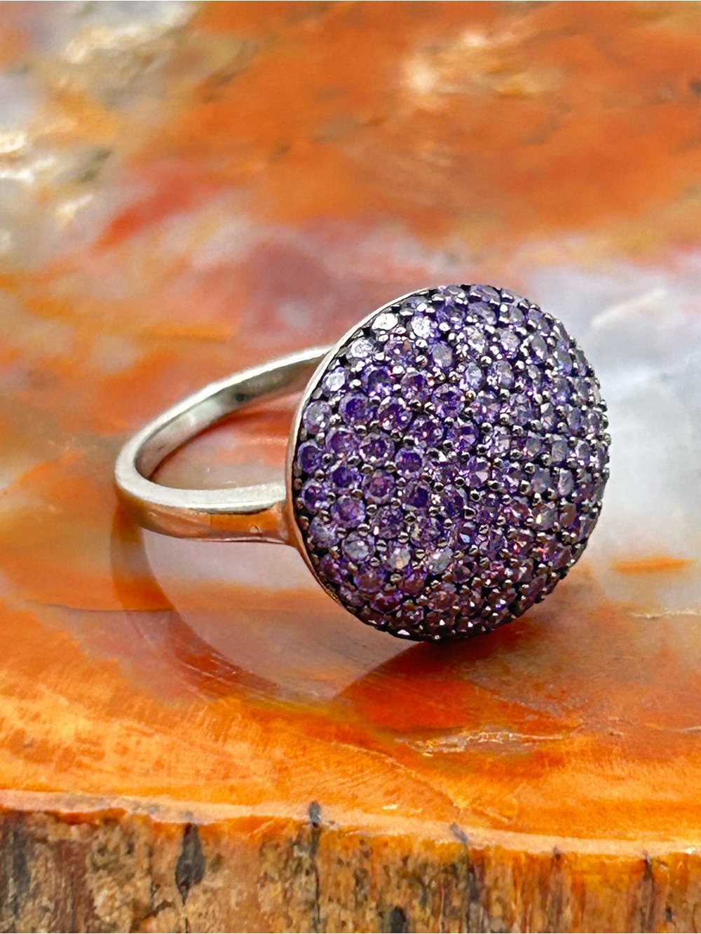 Sterling Silver Purple CZ sparkle Ring - Size 7